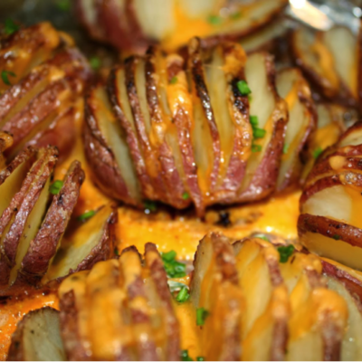 Roasted Hasselback Potatoes With Garlic Infused Olive Oil