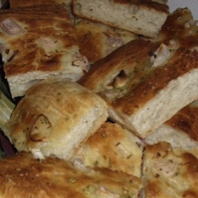 Rosemary Shallot Focaccia with Extra Virgin Olive Oil