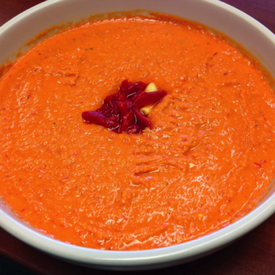 Roasted Red Pepper Hummus with UP EVOO and Peppers